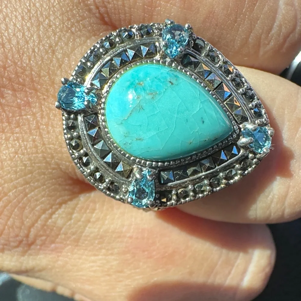 Turquoise 925 and Silver Statement Ring